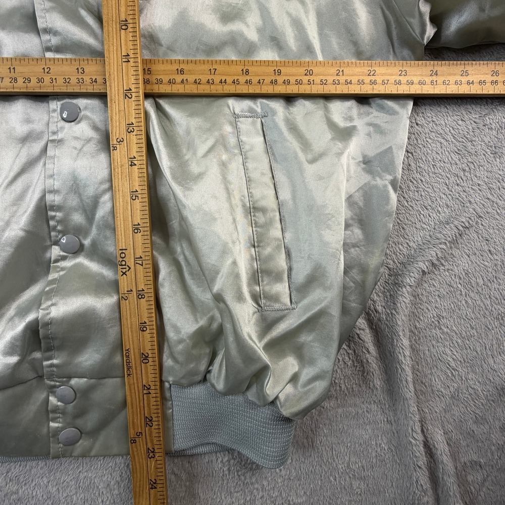 Vintage Auburn Sportswear Satin Jacket Men's Large Silver South Jackson USA - Picture 7 of 9